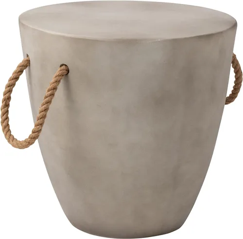 Miniatura 9 de SUNBURY Mesa auxiliar para exteriores, mesa auxiliar de hormigón, mesa auxiliar pequeña de 17 pulgadas de alto, mesa auxiliar para patio con cuerda