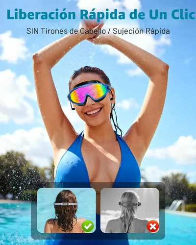 Miniatura 6 de Aegend - Nuevas gafas de natación de visión amplia para adultos, con protección antiniebla/UV, sin fugas, con tapones para los oídos para hombres