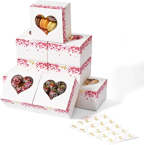 Miniatura 10 de Cajas pequeñas para galletas de 4 pulgadas, 50 piezas, blanco - Cajas de dulces de panadería con ventana para regalar, contenedores para llevar