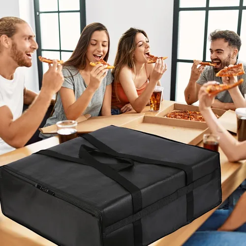 Miniatura 2 de Musbus Bolsas aisladas transportadoras de pizza de 24'x24'x14' grandes para entregas, bolsa de entrega aislada transportadora de pizza bolsa de Negro