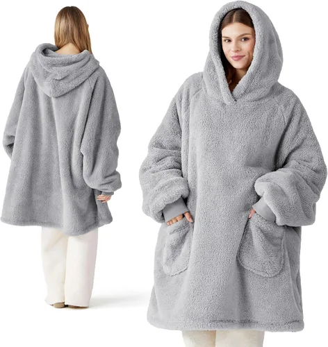 Miniatura 23 de Bedsure Manta con capucha portátil, regalos para el Día de la Madre para mujeres, sudadera con capucha cálida y acogedora para mujeres y hombres