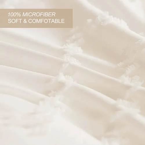 Miniatura 6 de Nanko Funda de Almohada Corporal 1 Paquete 20x54 pulgadas con Cremallera, Beige Tufted Jacquard Boho Suave Shabby Chic Microfibra Fundas de Almohada