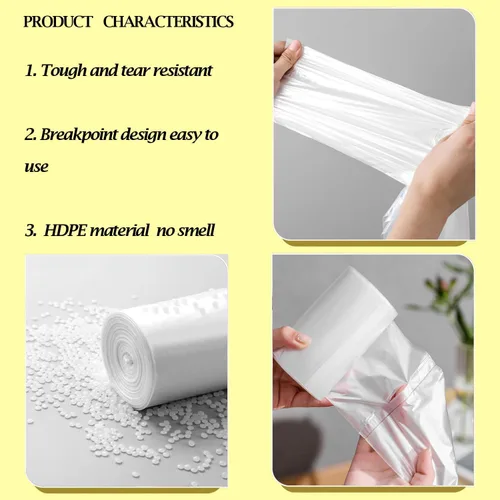 Miniatura 4 de Bolsas de basura pequeñas de 4 galones, 220 unidades, bolsas de basura transparentes para baño, cocina, dormitorio, bolsas de basura de 5 galones