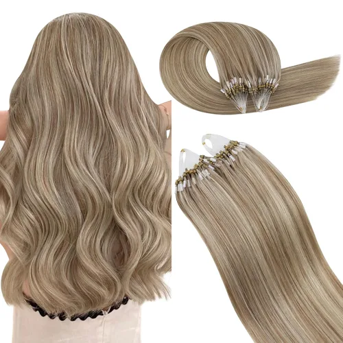 Miniatura 54 de Ugeat - Extensiones de cabello humano con microanillo, 14 pulgadas, extensiones de cabello Remy con microcuentas de 1 gm/hebra, 50 gms, extensiones