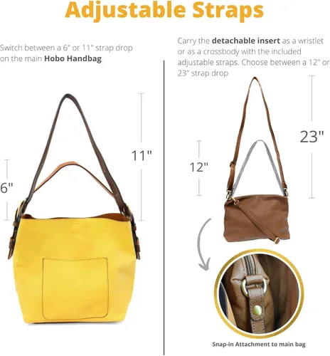 Miniatura 4 de Joy Susan - Bolsa clásica 2 en 1 para mujer, estilo hobo, Amarillo, talla única