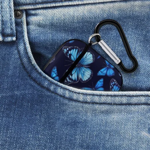 Miniatura 8 de Funda protectora de silicona compatible con Airpods 2 y 1 (hermosas mariposas, mariposas azules)