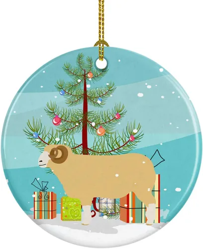 Miniatura 34 de Caroline's Treasures Adorno de cerámica de Navidad pintado o de codorniz chino, decoración colgante de árbol de Navidad verde azulado para el hogar