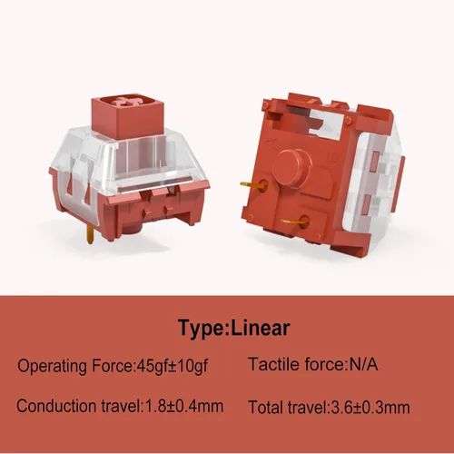 Miniatura 3 de Kailh Interruptores de teclado lineales, interruptores mecánicos rojos de 3 pines de 45 gf compatibles con MX (45 piezas)