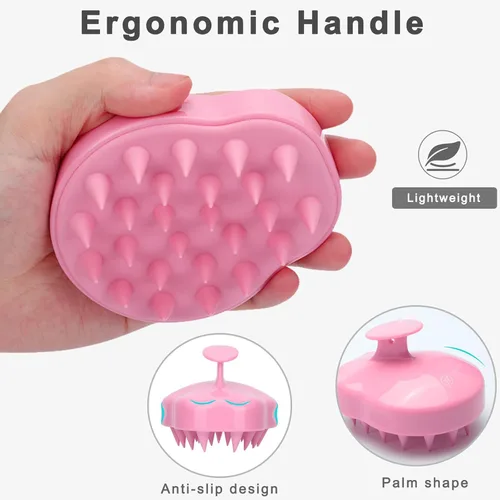 Miniatura 2 de FREATECH Cepillo de champú masajeador con cerdas de silicona suaves para el cuidado del cuero cabelludo, exfoliante para el cabello de ducha