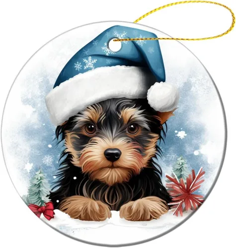 Miniatura 10 de Adorno de animales de granja, cerdo, adornos para árbol de Navidad, animales de granja para niños y niñas, decoración redonda de cerámica