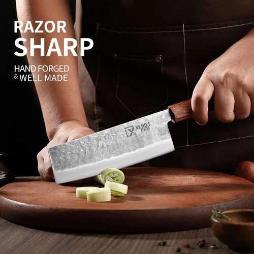 Miniatura 2 de Juego de cuchillos de Japón, juego de cuchillos Nakiri Santoku de acero de alto carbono de Japón, cuchillo de carnicero forjado a mano
