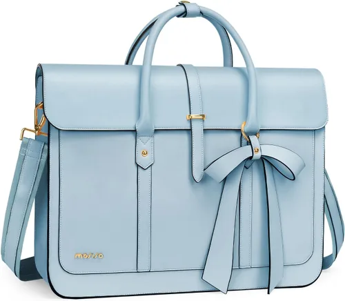 Miniatura 17 de MOSISO Bolsa para computadora portátil para mujer, de piel sintética, mochila convertible, bolsa de viaje para computadora con lazo