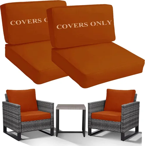 Miniatura 9 de Sqodok Juego de 4 fundas de cojín de patio, fundas de cojín de asiento profundo para patio, impermeables, fundas de cojín de asiento y respaldo