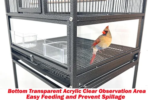 Miniatura 4 de Jaula de vuelo de loro de hierro forjado duradera de lujo para puerta delantera, puertas laterales de anidación laterales, parte inferior acrílica