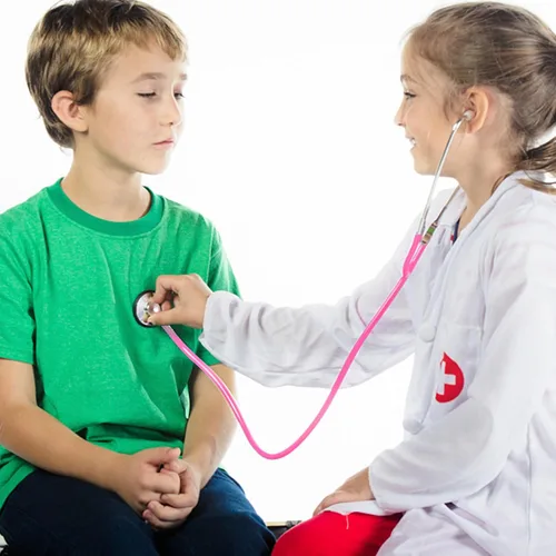 Miniatura 5 de Zcaukya - Estetoscopio para niños, paquete de 2, estetoscopio de enfermería real y funcional para juego de roles, juego de médico, azul y rosado