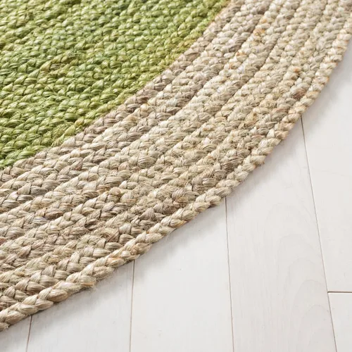 Miniatura 4 de SAFAVIEH Alfombra de Área Redonda de 10' - Colección de Fibra Natural - Verde y Marrón Natural, Yute Hecho a Mano, Diseño de Borde Trenzado (NF801G)
