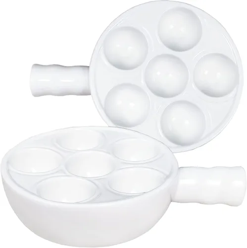 Miniatura 7 de Plato de cerámica para hornear, para aperitivos, caracoles a la parrilla, vieiras, vajilla de 6.22 pulgadas (2 piezas) con asa, apta para horno