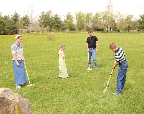 Miniatura 2 de Amish artesanía Deluxe 8 jugadores Croquet Juego, madera de arce