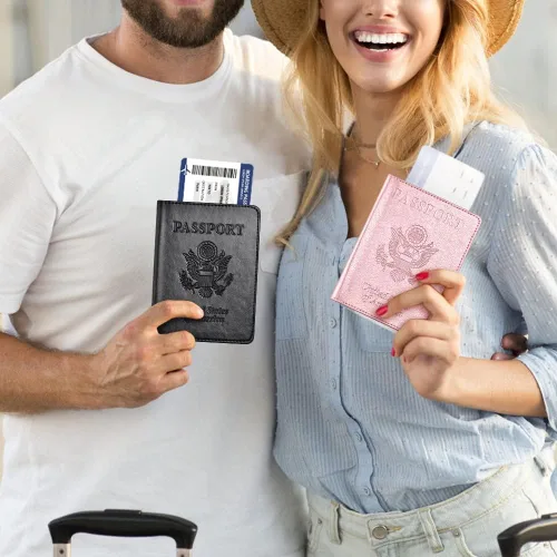 Miniatura 7 de Combo de tarjetero para pasaporte y vacuna, soporte para pasaporte con ranura para tarjeta de vacuna, cartera para pasaporte, funda para pasaporte