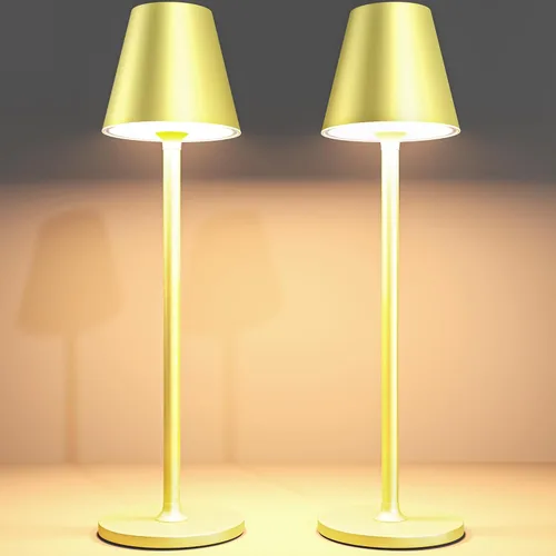 Miniatura 17 de Timjorman Lámpara de mesa LED inalámbrica, lámpara de escritorio con batería recargable de 4000 mAh, brillo de 3 niveles junto a la luz nocturna