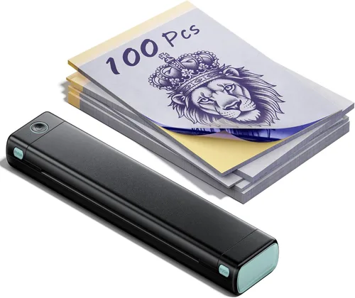 Miniatura 14 de Phomemo Impresora de plantilla de tatuaje, impresora térmica inalámbrica M08F con 10 piezas de papel de transferencia, compatible