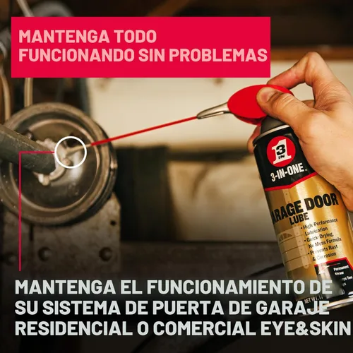 Miniatura 4 de 3-IN-ONE Lubricante profesional en aerosol para puertas de cochera, 11 onzas, 1