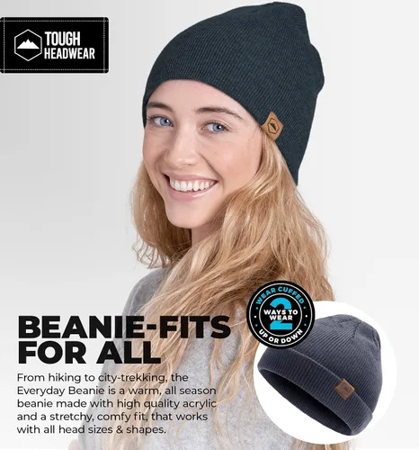 Miniatura 40 de Tough Headwear Daily Knit Beanie – Gorros para hombre – Sombreros de invierno para hombres y mujeres – Sombreros de punto cálidos para clima frío