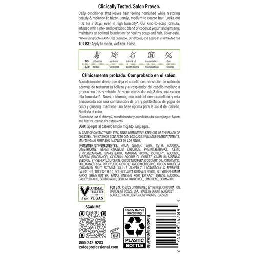 Miniatura 10 de Biotera Anti Frizz Smoothing Conditioner Smooths & Controls Frizzy, Unruly Hair Microbiome Friendly Vegan & Animal Test Free Paraben Free