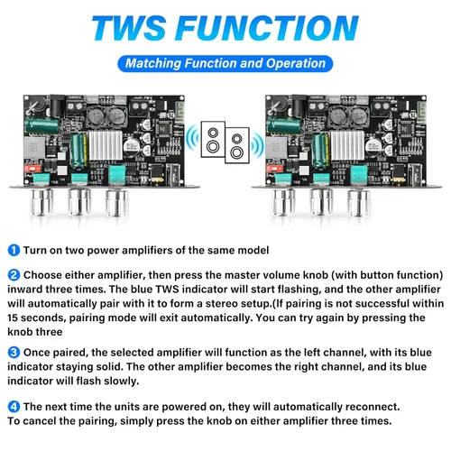 Miniatura 2 de Daakro 2 unidades ZK-1001U Mono Bluetooth Amplificador Board w/TWS, 100W Pico Power Home Audio Amplificador de Audio, Amplio Voltaje Entrada 9-24V