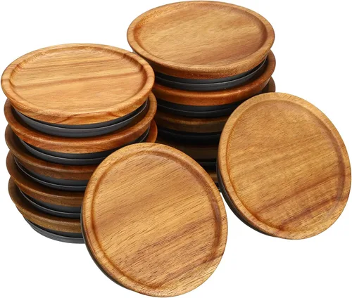 Miniatura 9 de PATIKIL Tapas para tarros de conservas de madera de boca regular, tapas de frascos de bola, tapas de madera con sello de silicona hermético, tapas