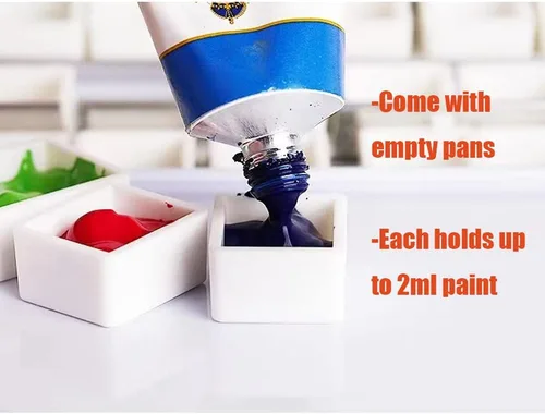 Miniatura 3 de Jinberry Lata de acuarela de metal con paleta de mezcla plegable, paleta de acuarela vacía multifuncional con sartenes, paleta de bandeja de pintura