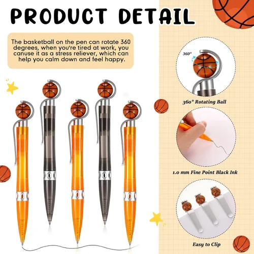 Miniatura 4 de Geyoga 40 bolígrafos de baloncesto deportivos, recuerdos de fiesta, recuerdos deportivos, bolígrafos de escritura de tinta negra para escritorio