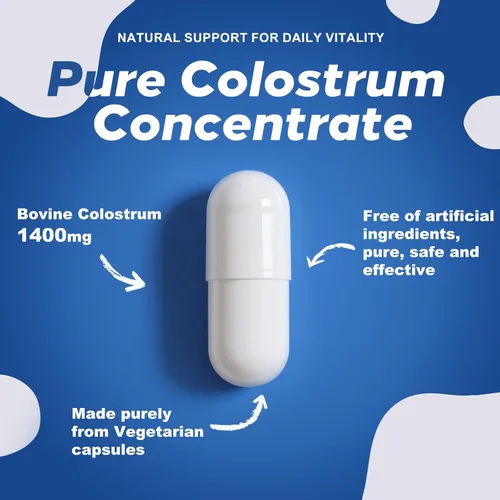 Miniatura 5 de Cápsulas de calostro bovino orgánico, suplemento de calostro de 1400 mg en polvo para apoyo inmunológico e intestinal, apoyo energético, salud