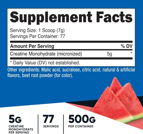 Miniatura 2 de Nutricost - Monohidrato de creatina en polvo (sandía, 17.64 onzas/500 gramos), suplemento de creatina micronizada, vegano, sin OGM, sin gluten
