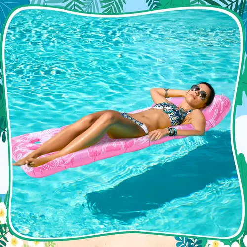 Miniatura 5 de Briwooody 2 unidades inflables para piscina, flotadores de piscina, balsas con reposacabezas, bronceado solar para adultos, hamaca de agua fría