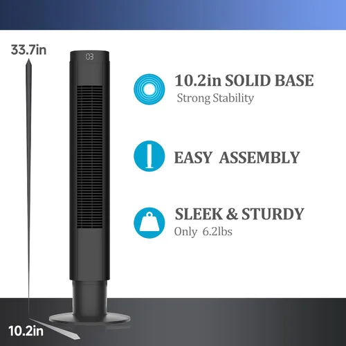 Miniatura 2 de PHILODECO Ventiladores de torre para el hogar, ventilador de piso vertical con control remoto de vibración de 80°, múltiples modos, temporizador