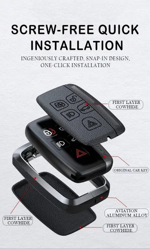 Miniatura 4 de ontto Funda para llavero Land Rover de piel antiarañazos, protección completa para Defender Discovery Sport Fit para Jaguar Negro Tipo A-Negro