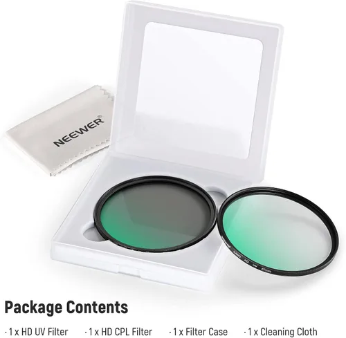 Miniatura 9 de NEEWER Kit de filtro de lente UV CPL de 2.638 in, polarizador circular/filtro anti-UV con vidrio óptico HD y revestimiento nano de doble cara, 30