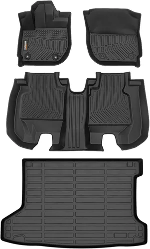 Miniatura 62 de Alfombrillas para todo tipo de clima y forro de carga para Volkswagen Atlas 2018-2025 (asiento de cubo de 6 pasajeros), juego completo de 3 filas