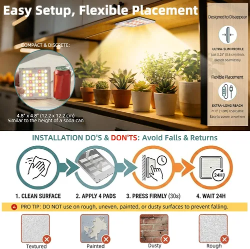 Miniatura 6 de Luz LED de doble cabezal para plantas de interior, luz de gabinete inferior de espectro completo para estantes, foco de alta PPFD con temporizador