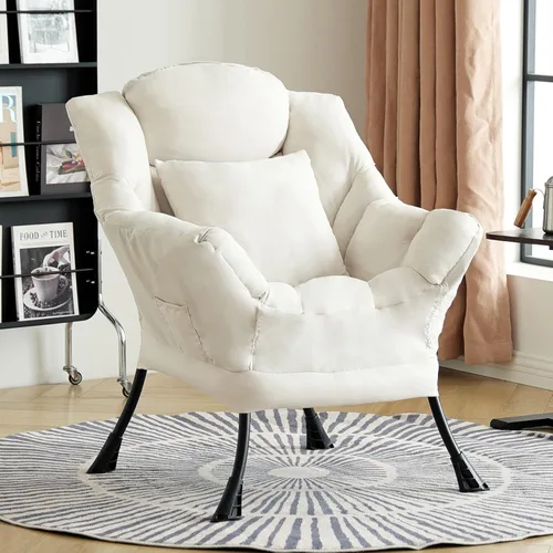 Miniatura 13 de Silla perezosa para sala de estar, silla decorativa grande negra con una almohada, juego de sofá de ocio, cómoda silla de lectura para dormitorio