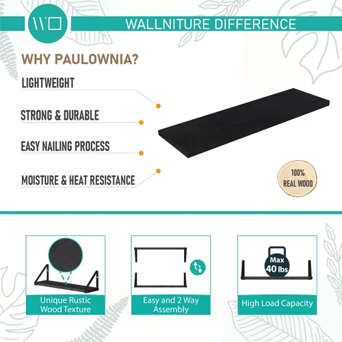 Miniatura 7 de Wallniture Ponza - Estante flotante de pared de 17 x 4.5 pulgadas, estantes pequeños de madera para almacenamiento en la pared, estante montado