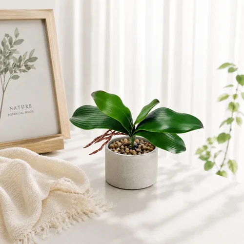 Miniatura 6 de Miracliy Orquídeas falsas, paquete de 3 hojas de orquídeas artificiales, tallos de vegetación sintética para jarrón, estante, escritorio, decoración