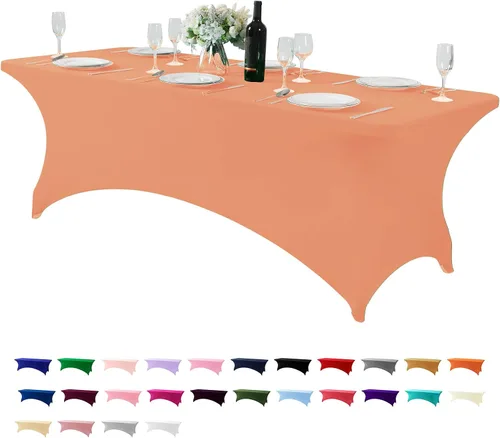 Miniatura 148 de Mantel de elastano para mesas de 4, 6 u 8 pies, mantel elástico universal ajustable para fiestas, banquetes, bodas y eventos - Verde manzana