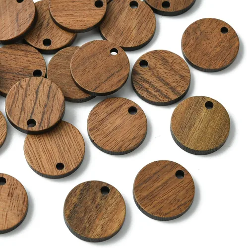 LiQunSweet 20 dijes de madera vintage, planos, redondos, sin terminar, a granel, para mujeres, joyería femenina, collar, pulsera, aretes, Plano