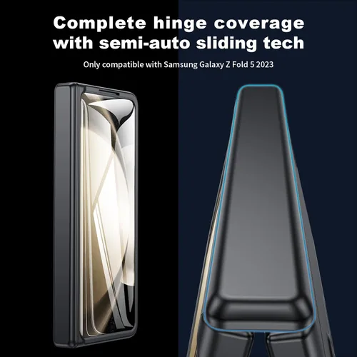 Miniatura 5 de Funda para Samsung Z-Fold-5: [Soporte oculto] [Carga inalámbrica] Funda delgada con protección de bisagra ligera con protector de pantalla - Funda