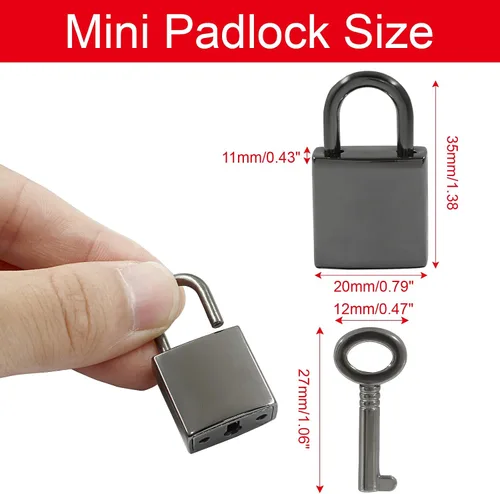 Miniatura 2 de Piutouyar Mini cerradura con llave, cerradura de equipaje pequeña, candado pequeño con llaves, cerradura de diario de metal, cerradura de bronce
