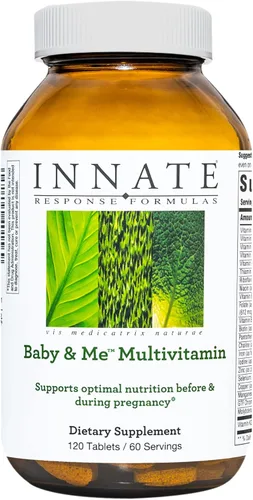 Innate Response Formulas Baby & Me Multivitamínico – Vitamina prenatal y posnatal con folato, colina y vitaminas B12 y D3 – Vegetariano, sin OMG y