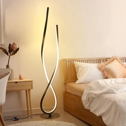 Miniatura 8 de NUÜR Moderna lámpara de pie LED de 5 anillos, lámpara de pie circular artística de 43.3 pulgadas, luz de acento escultural regulable sin escalones