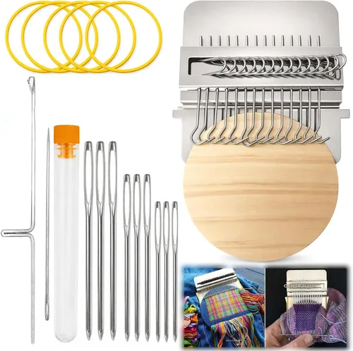 Miniatura 9 de Rumexeng Telar de tejido pequeño, telar estilo Speedweve, mini herramienta de tejido de madera para reparación visible, jeans, calcetines, ropa